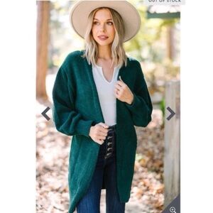 Shop the Mint Soft cozy green angora nylon long casual cardigan sweater pockets
